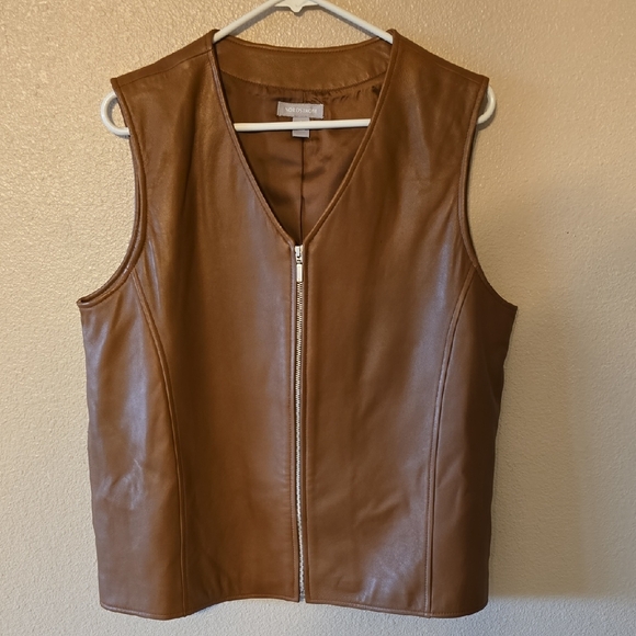 Nordstrom Jackets & Blazers - Nordstrom genuine lambskin leather zip vest  brown tan.